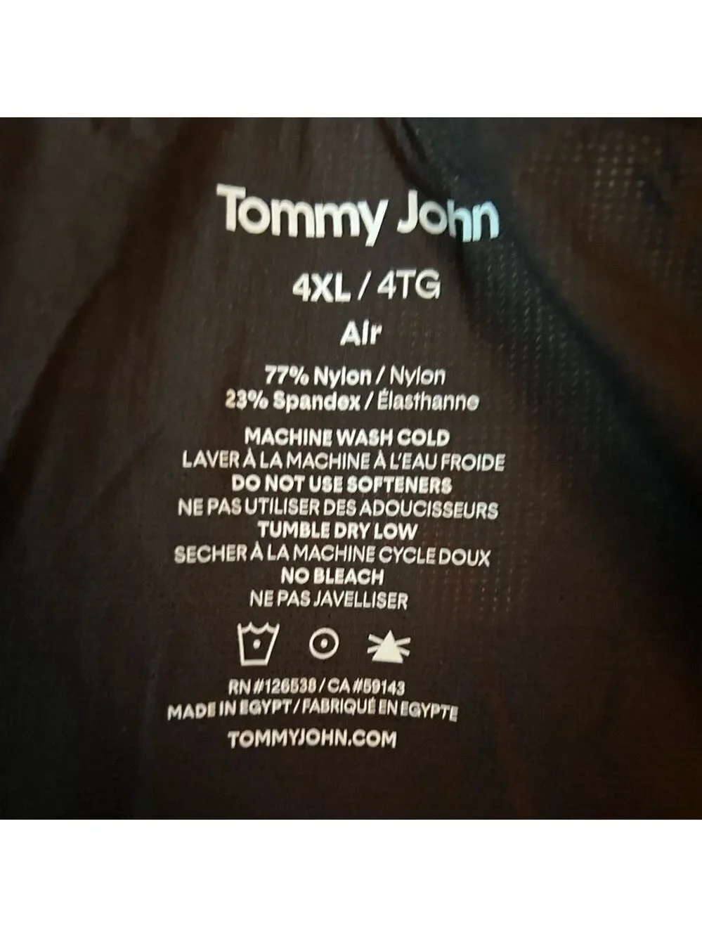 Tommy John Air Mesh Trunks Black Size 4XL NWT